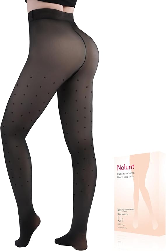Fleece Lined Tights Sheer Women,Fake Translucent Warm Pantyhose Leggings Sheer Thermal Tights for Women in Winter.