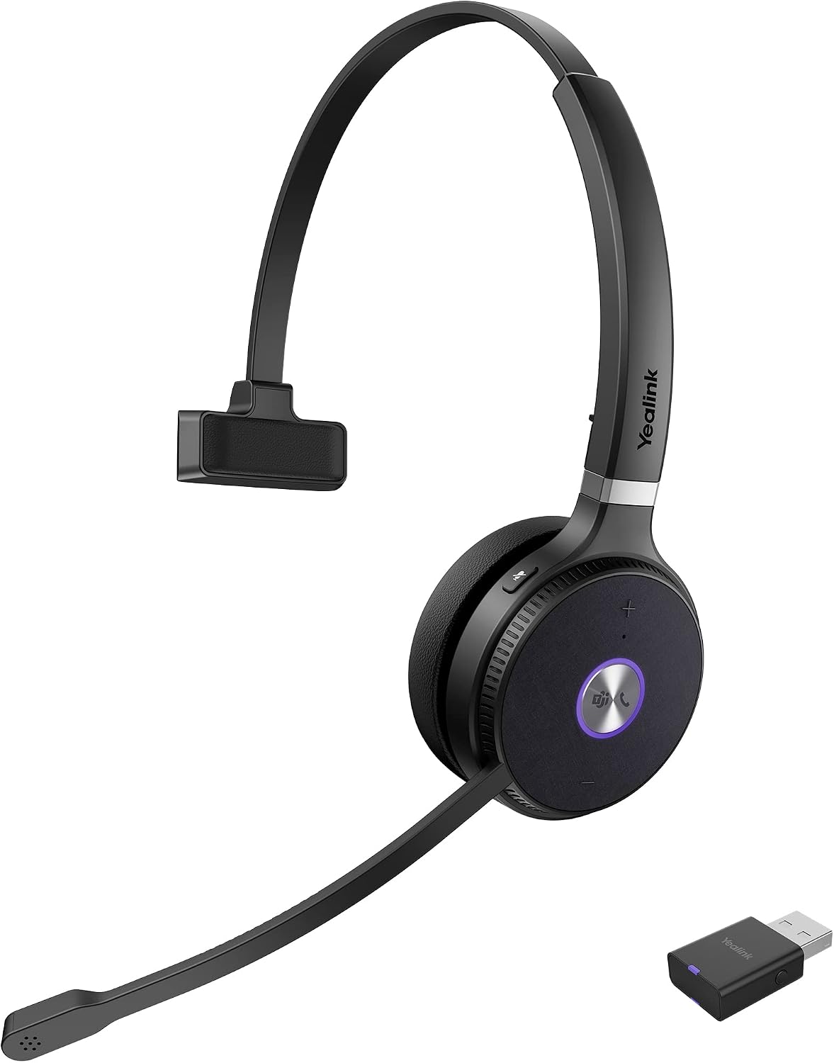 Yealink WH62 Wireless Headset with DECT Dongle, Ultra Portable Headset for Teams & Zoom, Skype Certified, Office Headphone with Noise Canceling Mic for Computer PC Laptop VoIPSIP Phone,393 ft Range