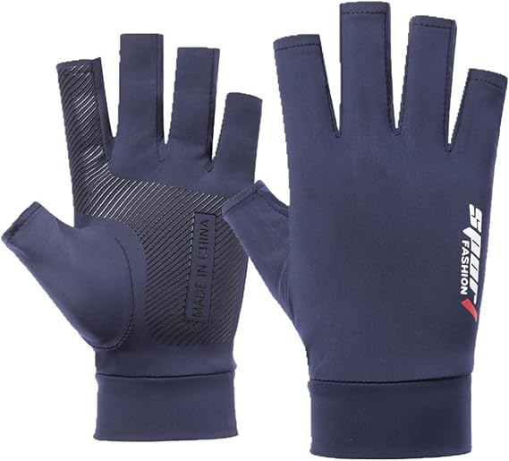 Men UV Protection Fishing Gloves Summer Outdoor Non Slip Fingerless Gloves