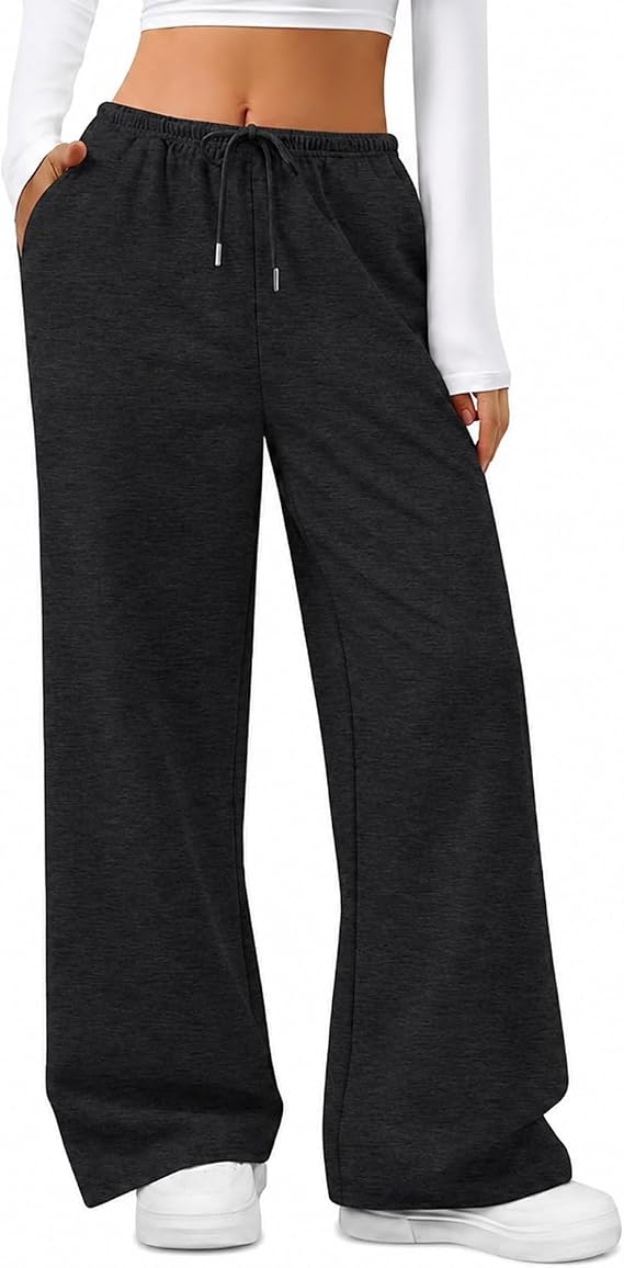 NWDEY Women's Wide Leg Joggers, High Waist Tracksuit Bottoms