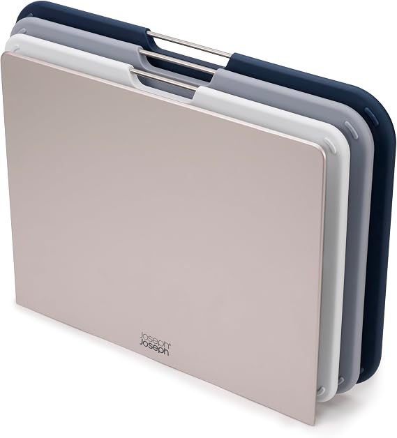 Joseph Joseph 60147 Nesting Cutting Board Set, Dishwasher Safe, Color-Coded for Easy Separation, Large 14 x 2.6 x 10.2 inches Gray Authentic Product