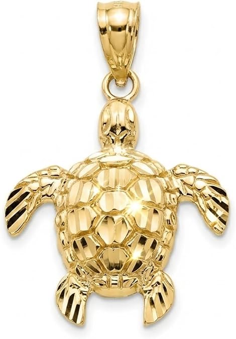 Gold Mini Turtle Charm - 10 Karat Solid Gold - Turtle Pendant