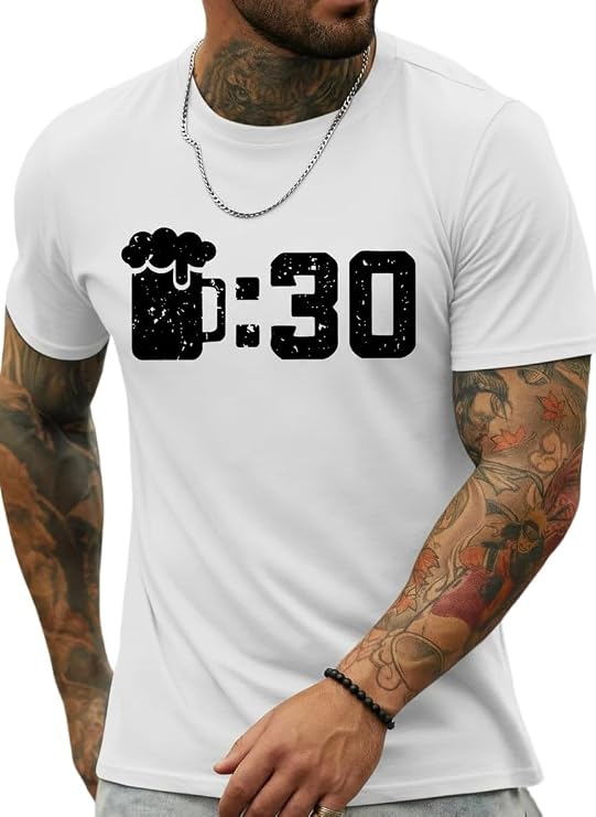 Round Neck Graphic Tees for Men Summer Fall Short Sleeve T-Shirt Basis Tops Blouse