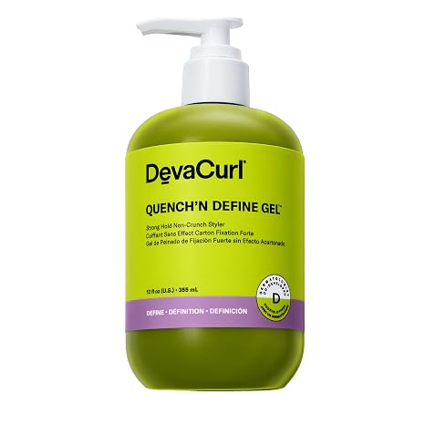 DevaCurl Quench'n Define Gel Strong Hold Non-Crunch Styler | Lasts up to 7 Days | Locks & Moisturizes Curls | Enhances Shine