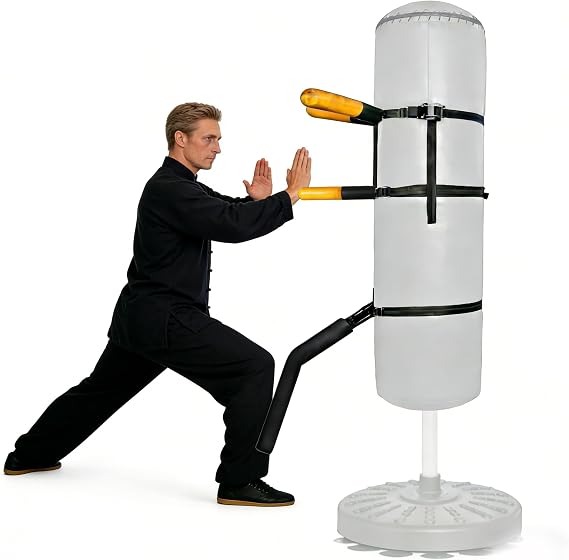 Wing Chun Dummy for Martial Arts Training - Wall Mount & Portable Options - Interchangeable Spring Arms for Martial Arts, Boxing, and Karate Practice (for Soft Objects)