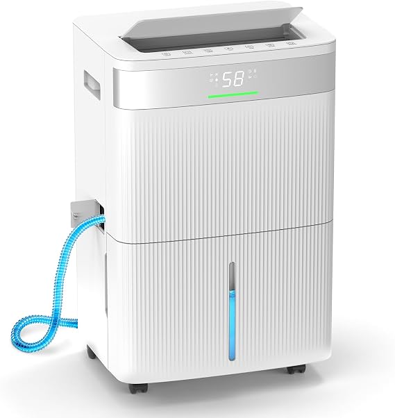 HUMILABS 82 Pints Dehumidifier for Home, 5000 Sq. Ft Dehumidifier for Basement with Drain Hose, Front LED Screen and 1.37 Gal Water Tank, Three Modes, Auto Defrost and 24HR Timer