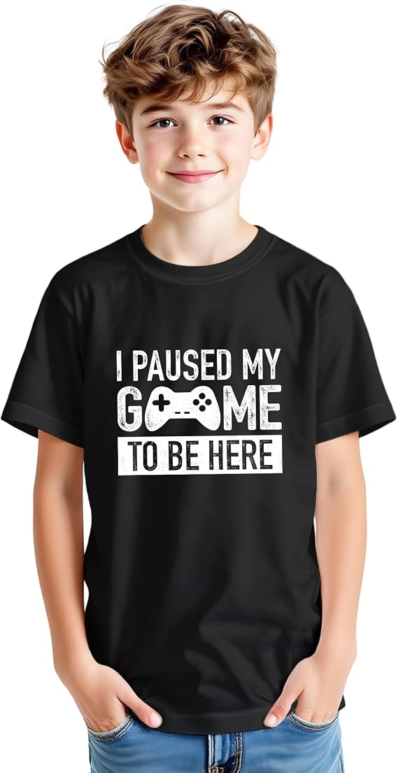 I Paused My Game to Be Here t Shirt Gamer Gifts Boys Gaming Funny Graphic Tees