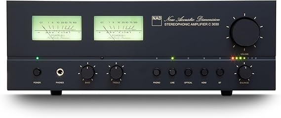 NAD C3030 Integrated Stereophonic Amplifier 50W x 2 HybridDigital Amp with PCM5242 DAC, MM Phono Stage, HDMI eARC, Bluetooth aptX HD & Dual VU Meters