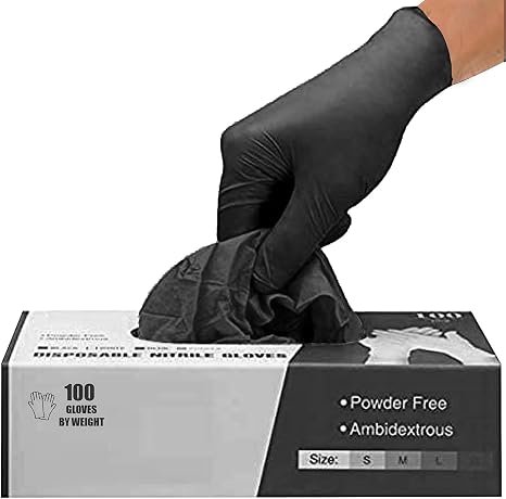 Black Nitrile Disposable Gloves - Latex-Free, Powder-Free, Pack of 200, Strong and Puncture-Resistant, Medical, Food Handling, Tatoo Barber Shop Gloves (X-Large)