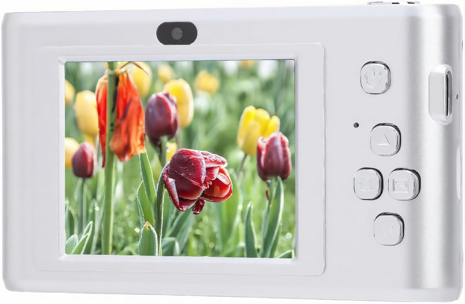 Kompakte Digitalkamera 50 MP Dual-Objektiv Selbstanpassend Verwacklungsfrei 24-Zoll-Bildschirm Tragbare Kamera für Studenten Vlog Klare Fotos HD-Videos mit (Silver)
