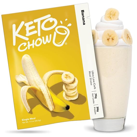 Keto Chow Banana Meal Replacement Shake Powder, 1 Meal