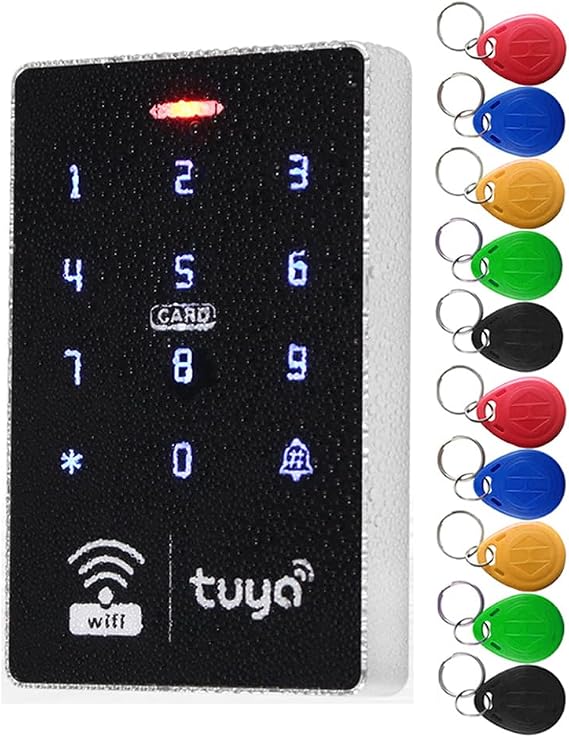 HERNAS WiFi Smart Access Controller, IP68 Waterproof RFID Keypad with Tuya APP Remote Control, Dual Frequency (125KHz/13.56MHz), Wiegand 26/34 Output, Unlocking Logs Traceable