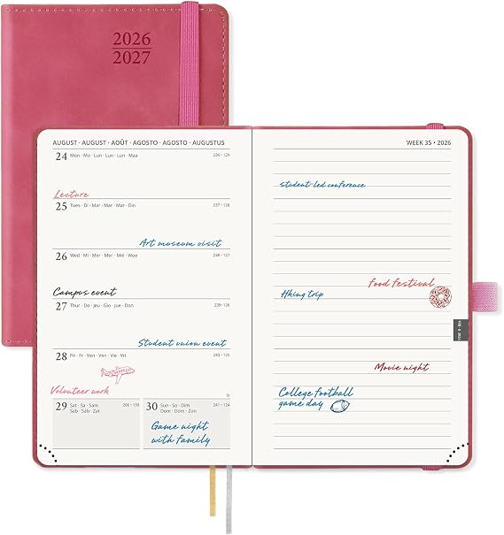 POPRUN Academic Pocket Diary A6 Week to View 2026-2027 Soft Cover,Note Page