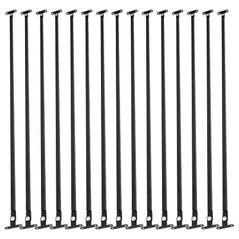 15 Pack Wrought Iron Balusters with Base,Staircase Decorative Metal Balusters, 44.48x0.5in Deck Balusters Iron, Staircase Baluster for Staircases, Gardens (15 Straight Balusters)
