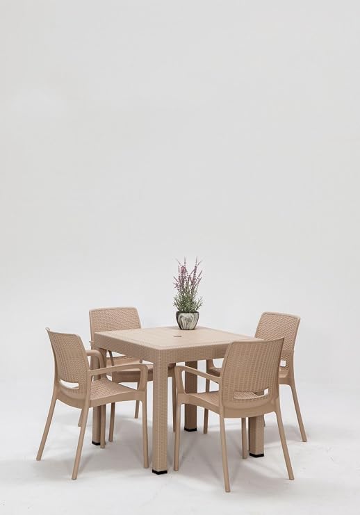 Rattan Cappucino Sleeve 4 Chair Table Set - Garden&Balcony&Terrace