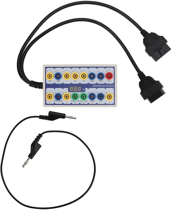 OBDII Breakout Box, OBD2 Protocol Detector with Diagnostic Cable, Universal for Car OBD Line Transmission