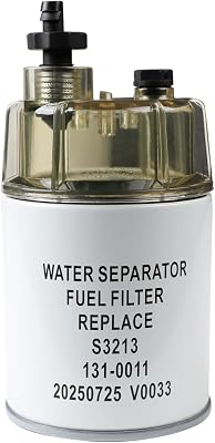 S3213 Marine Fuel Water Separator with Clear Collection Bowl High-Flow Fuel Filter Replacement Compatible with Yamaha, Mercury, Quicksilver Outboard Motors & Boats