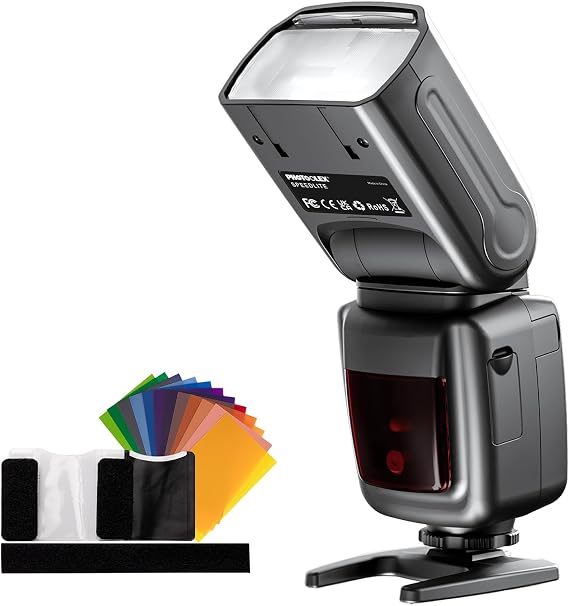 PHOTOOLEX Camera Flash for Canon Nikon Sony Panasonic Olympus Fujifilm Pentax Sigma Minolta Leica and Other SLR Digital and Digital Cameras with Single Contact Hot Shoe