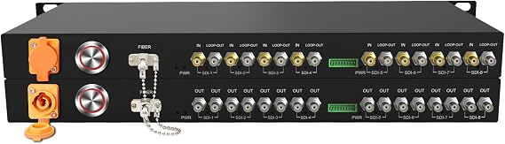 1U Rack-Mount 8CH 1080p@60Hz 3G SDI to LC Fiber Converter 20KM | 3G, 1080@60Hz, CWDM and Loop Out, 1U Rackmount, Up to 20km, LC Fiber Interface