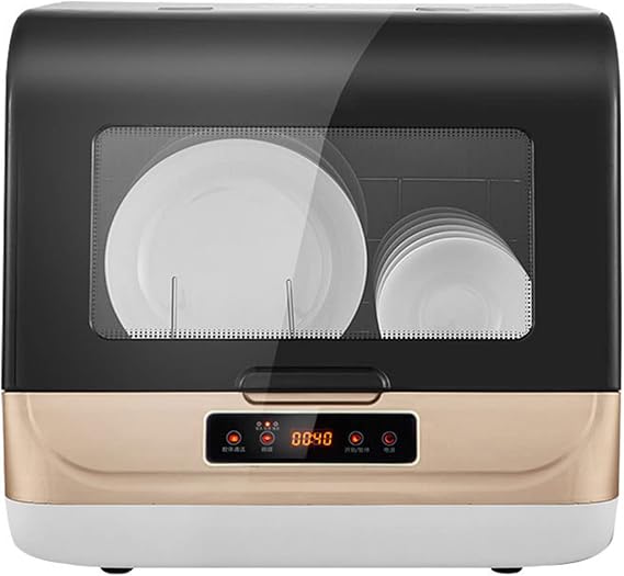 Portable Countertop Dishwasher, Mini Dishwasher with 5L Large Capacity, 4 Wash Programs and Air Dry,360 Streak Free Deep Clean for Small Apartments,Dorms and RVs (Gold)