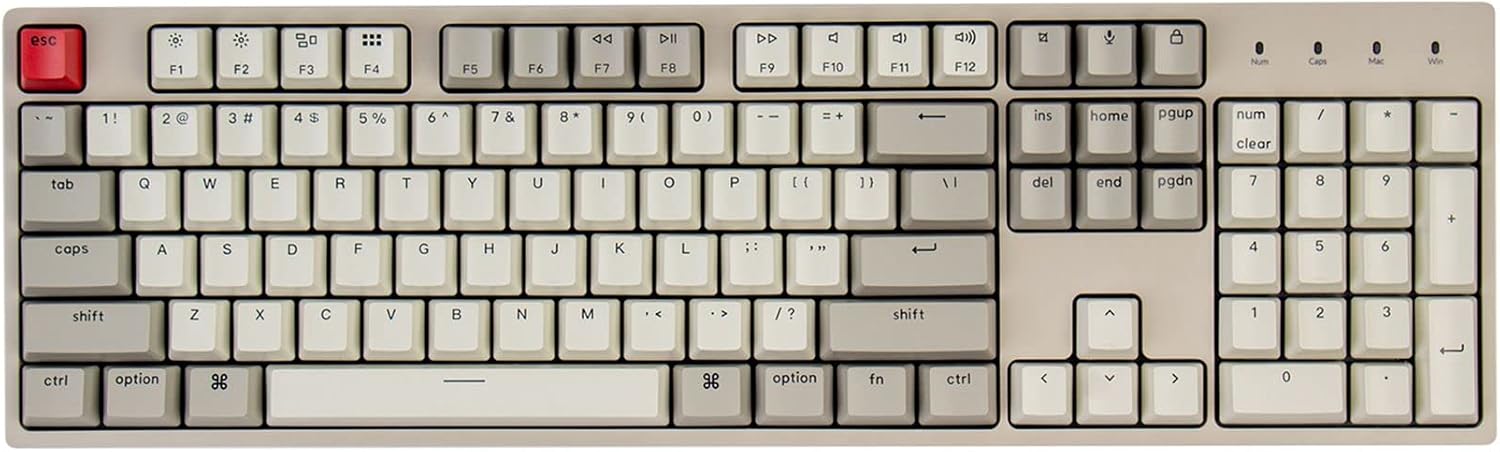 Keychron C2 Full Size Wired Mechanical Keyboard for Mac, Keychron Brown Switch 104 Keys ABS Retro Color Key Cap Gaming Keyboard for Windows USB-C Type-C Braided Cable