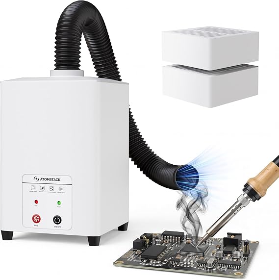 ATOMSTACK D5 Solder Fume Extractor, 3-Stage Filtration Smoke Extractor with 1400Pa Strong Suction, 3-Speed Low Noise Fume Absorber for Soldering, Laser Engraving, Laser Cutting & DIY Electronics