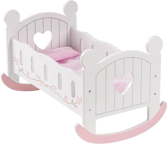 ROBUD Wooden Baby Doll Crib, Baby Doll Bed Toys, Fits Up to 18 Inch Doll Accessories, White