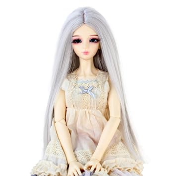 Long Straight 8-9 Inch 1/3 BJD MSD DOD Pullip Dollfie Wig Centre Parting for DIY Custom Styling and Hair Accessories