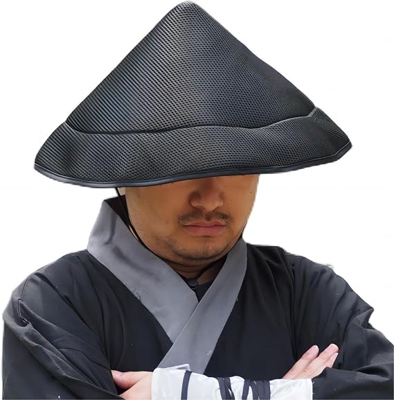 Black Samurai Hat Sun Hat Fishing Cap Knight Cosplay Chinese Hat Japanese Samurai Hat for Men Foldable Imitation Bamboo Hat
