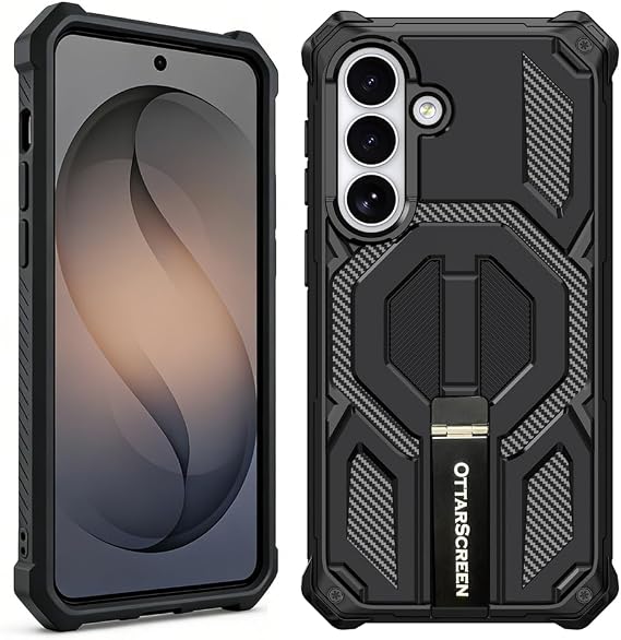 Samsung Galaxy S26 Ultra用ケース マグネットスタンド付き | ミリタリーグレード タフ&耐久性 | Samsung S26 Ultra スマホケース マグネット付き | 2026年アップグレード | ブラック