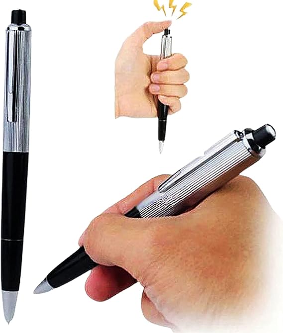 Gadget Gag Joke Funny Kuso Prank Trick Novelty Toy Gift Electric Shock Pen Fun Toy Joke to Friend Electric Shock Pencil Trick Prank Gag Gadget for Fool's Day Surprise Practical Black