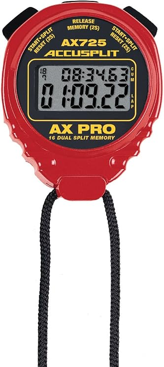 ACCUSPLIT AX725 PRO MEMORY (16) Dual Line Stopwatch (Red)