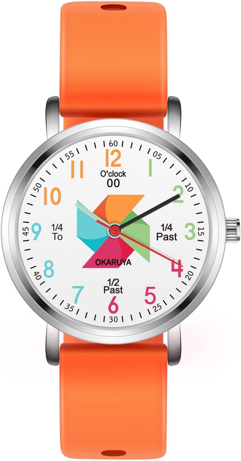 Kids Watch Analog Waterproof Windmill Educational Watch for Kids 8-12 Years Teacher Watches for Boys Age 5-7 6-8 Easy to Read Educational Girls Watches