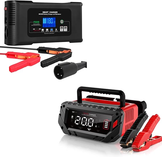 Aorika 36V/18AMP 48V/13AMP Golf Cart Charger, 12V/24V Car Battery Charger, Smart Automotive Charger