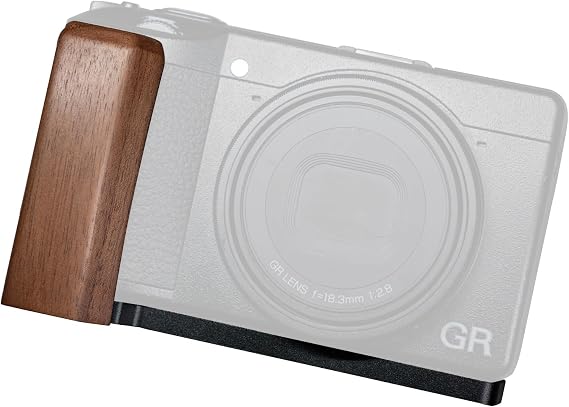 SIUTATDSH Camera Grip Compatible with Ricoh Ricoh GR III GR3 Camera Dedicated L-Shaped Quick Release Plate, Real Wood Handle, Tripod Mountable Walnut Wood Chalkboard