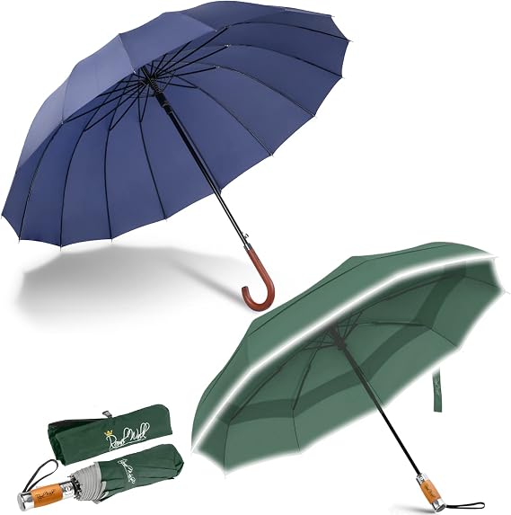 Royal Walk Large Umbrella + Vented Windproof Folding Umbrella