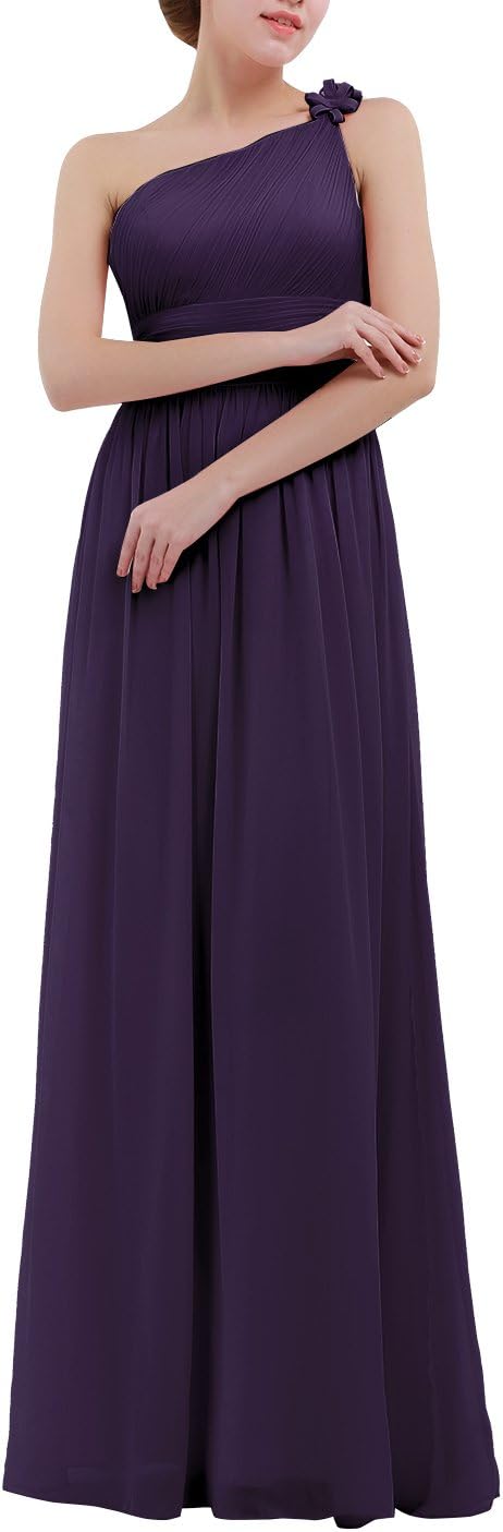 YiZYiF Womens One Shoulder Chiffon Bridesmaid Dress Long Evening Gown
