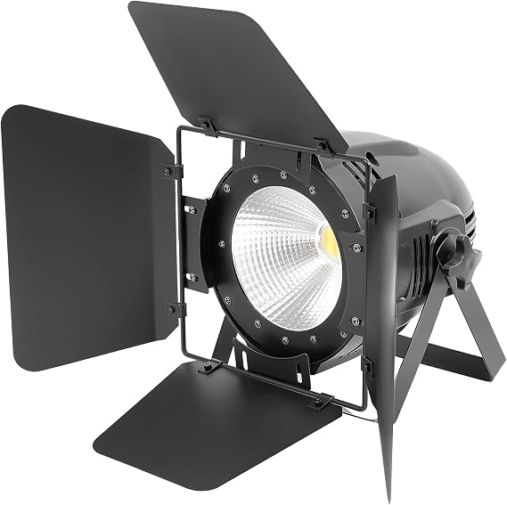 200W COB Stage Light with Barn Doors LED DMX-512, Cool & Warm White DJ Par Light Stage Spotlight for Audience Lighting Wedding Party Small Concert Disco Club Camping