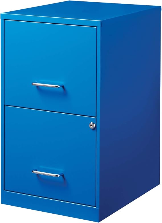 18in. 2 Drawer Metal SOHO Vertical File Cabinet, 18 in, Classic Blue