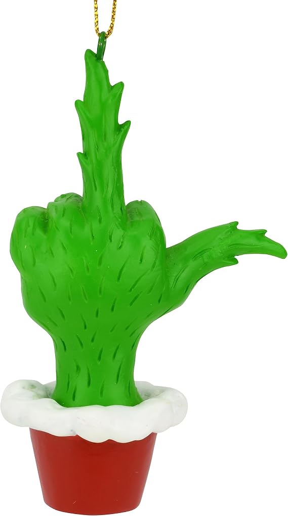 Tree Buddees Green Hand Giving the Middle Finger Naughty Christmas Ornament