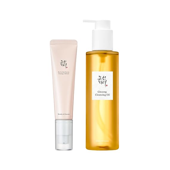 Beauty of Joseon Revive Eye Serum with Retinal Niacinamide (30ml, 1.01 fl.oz.) with Ginseng Cleansing Oil (210ml, 7.1 fl.oz), Korean Skincare