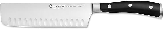 WUSTHOF Classic IKON 7" Hollow Edge Nakiri Knife, Black
