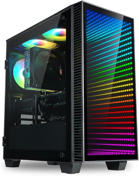 Continuum Micro Gaming PC (8-Core AMD Ryzen 7 5700X CPU, 32GB RAM, 1TB Gen4 NVMe SSD, RTX 5060 Ti 16GB) Gamer Desktop w/ Windows 11 Pro, RGB Keyboard+Mouse, Internal Wi-Fi