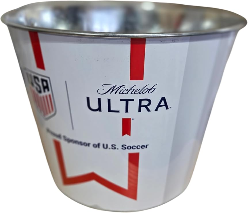 Michelob Ultra Metal Ice & Bottle Service Bucket, Soccer Edition Galvanized Steel