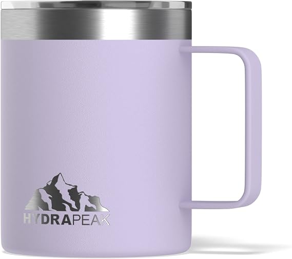 Hydrapeak 14oz Insulated Coffee Mug With Splash Proof Lid, Stainless Steel Travel Mug, BPA-Free Double Walled With Handle for Men and Women (Orchid)