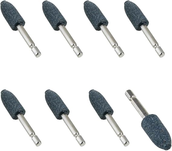 8 Pcs Cone Shape Mounted Grinding Stone,1/4" Hex Shank,5/8" x 1-3/8" Aluminum Oxide Grinding Point for Sharpening, Deburring, Rust Removal (16mm x 35mm)