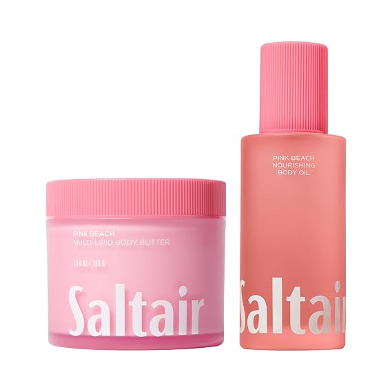 Saltair Pink Beach Hydration Duo | Glow Oil & Body Butter Set | 2 Piece | Coordinated formulas for comfortable daily care, easy layering, and a soft-feeling finish