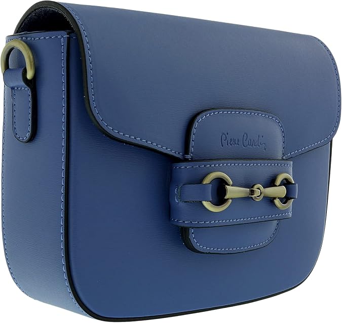 Pierre Cardin Blue Leather Medium Vintage Classic Square Shoulder Bag for womens