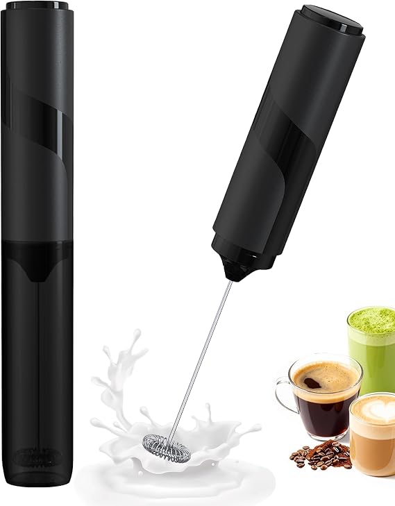 Electric Milk Frother Handheld Foam Maker, Black