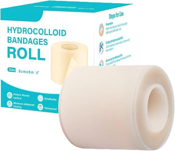 Hydrocolloid Roll for Wound Care,Waterproof Pimple Patch Roll Flexoble DIY Size & Shape Hydrocolloid Tape First Aid Hydrocolloid Bandages for Wounds Care(2IN16.4FT)